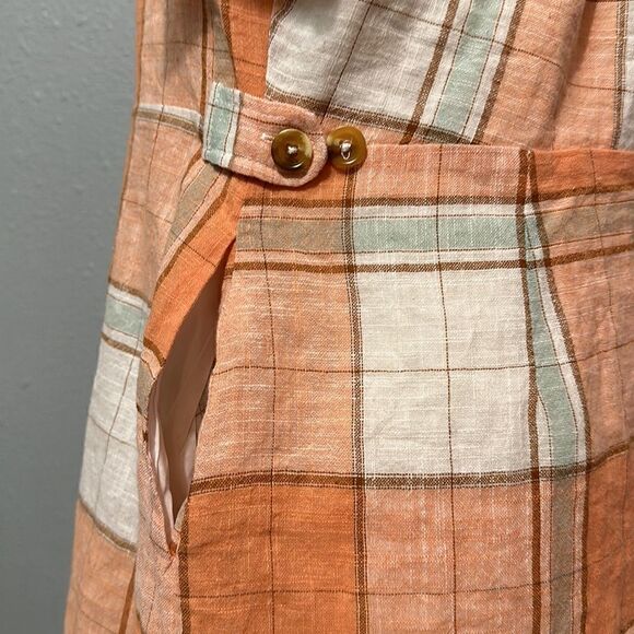 NEW Fate women’s plaid linen blend button down dress size L - Picture 4 of 9